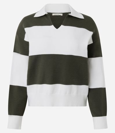 Suéter Regular en Punto con Estampado Rayado 5