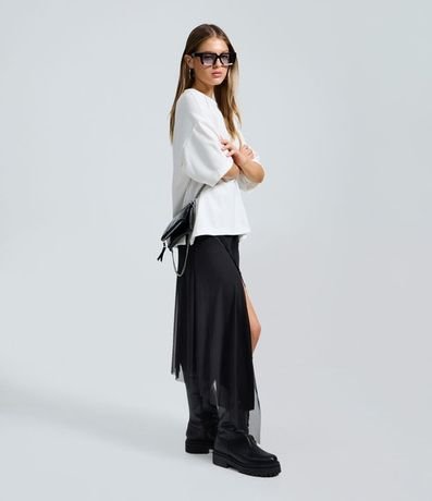 Pollera Midi en Tule con Encaje