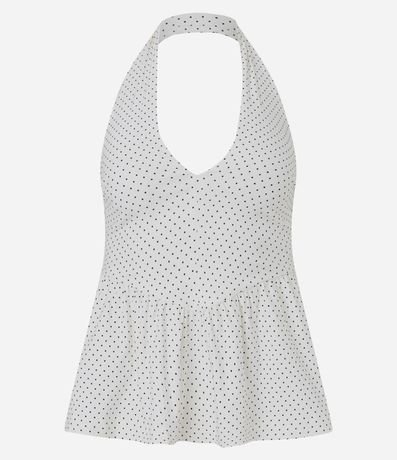 Blusa Femenina Frente Única en Bengalina con Estampa de Lunares 5