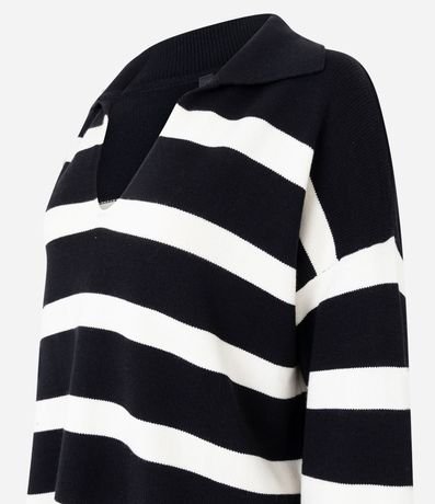 Blusa de Frio en Punto Listrado con Cuello Polo 6