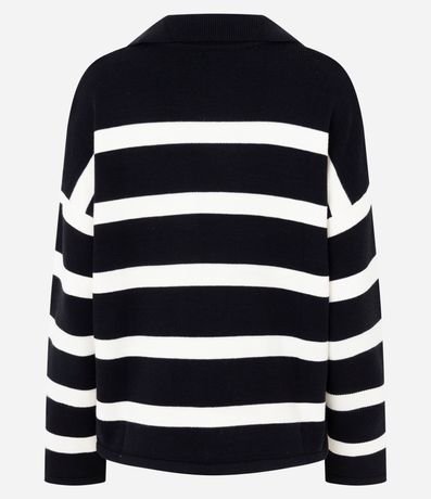 Blusa de Frio en Punto Listrado con Cuello Polo 7
