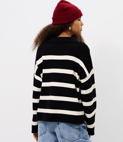 Blusa de Frio en Punto Listrado con Cuello Polo 4