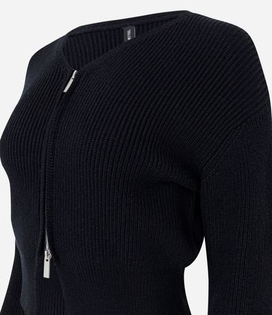 Cardigan en Punto con Cremallera Bilateral y Manga Abullonada 2