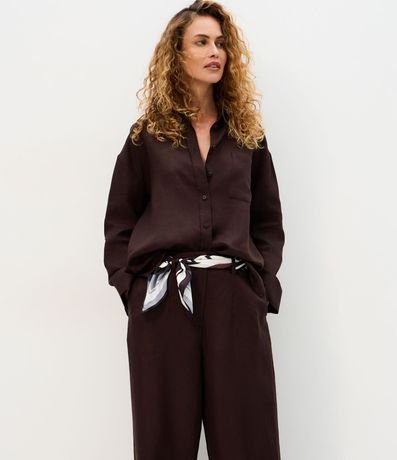 Pantalón Recto en Lino con Cintura Elástica 2