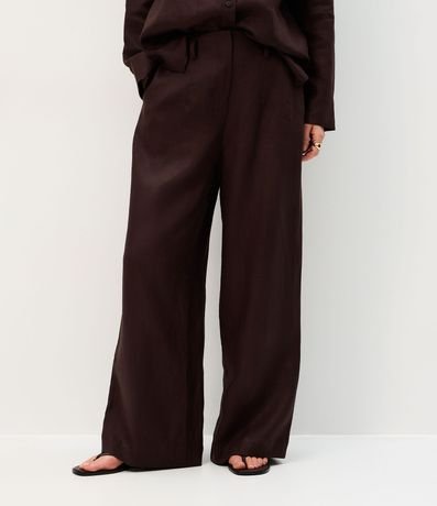 Pantalón Recto en Lino con Cintura Elástica 3