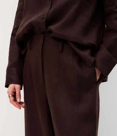 Pantalón Recto en Lino con Cintura Elástica 4