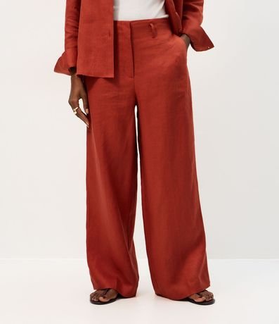 Pantalón Recto en Lino con Cintura Elástica 3