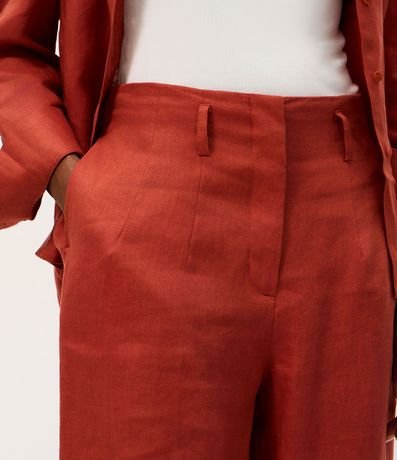 Pantalón Recto en Lino con Cintura Elástica 4