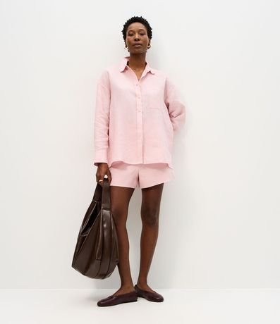 Camisa Oversized en Lino con Bolsillo en el Pecho 2