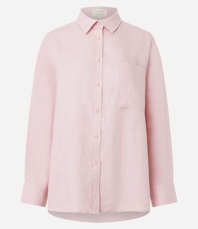 Camisa Oversized en Lino con Bolsillo en el Pecho 5