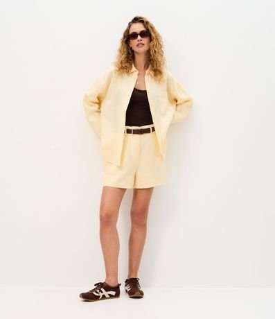 Camisa Oversized en Lino con Bolsillo en el Pecho 2