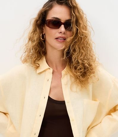 Camisa Oversized en Lino con Bolsillo en el Pecho 3