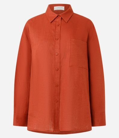 Camisa Oversized en Lino con Bolsillo en el Pecho 6