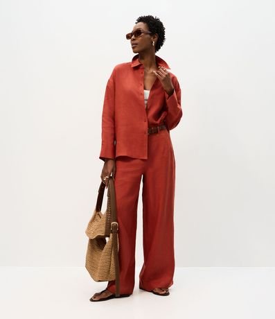 Camisa Oversized en Lino con Bolsillo en el Pecho 2