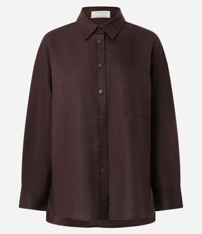 Camisa Oversized en Lino con Bolsillo en el Pecho 6
