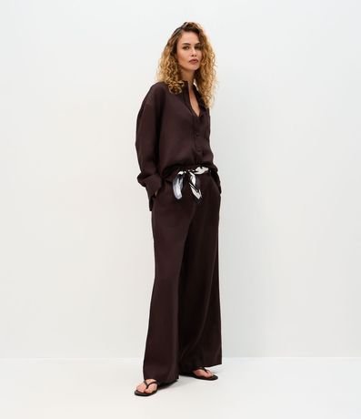 Camisa Oversized en Lino con Bolsillo en el Pecho 2