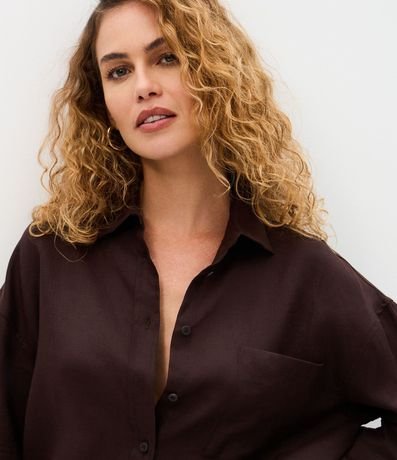 Camisa Oversized en Lino con Bolsillo en el Pecho 3