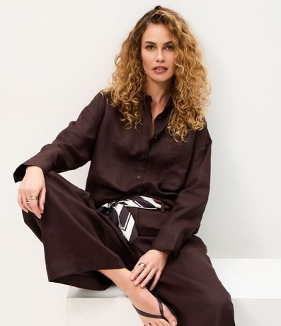 Camisa Oversized en Lino con Bolsillo en el Pecho 5