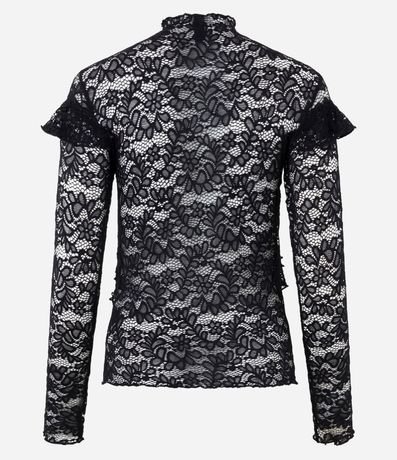 Blusa de Encaje Manga Larga con Volados 7