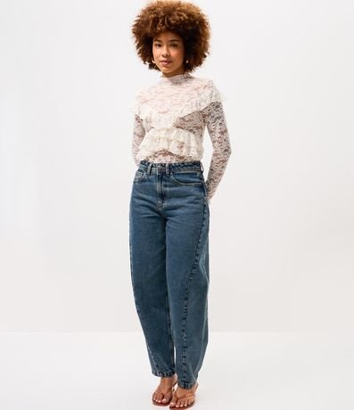 Blusa de Encaje Manga Larga con Volados 2