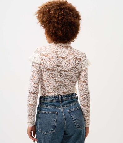 Blusa de Encaje Manga Larga con Volados 4