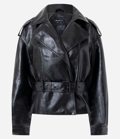 Campera Trench Coat en PU con Cinturón 6