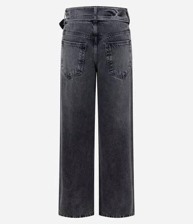Pantalón Wide Leg Jeans con Cintura Baja y Cinturón con Hebilla 2