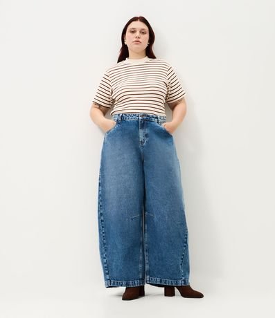 Pantalón de Jean Barrel con Pences Curve & Plus Size
