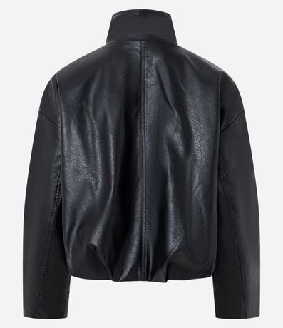 Campera en PU con Cuello Alto y Bajo con Elástico 3