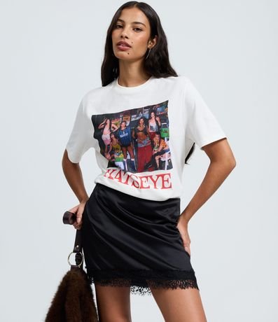 Short Pollera Satinado con Aplicación de Encaje en el Ruedo 2