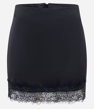 Short Pollera Satinado con Aplicación de Encaje en el Ruedo 5