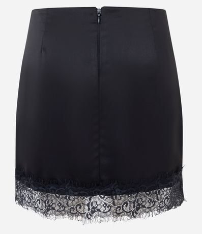 Short Pollera Satinado con Aplicación de Encaje en el Ruedo 7