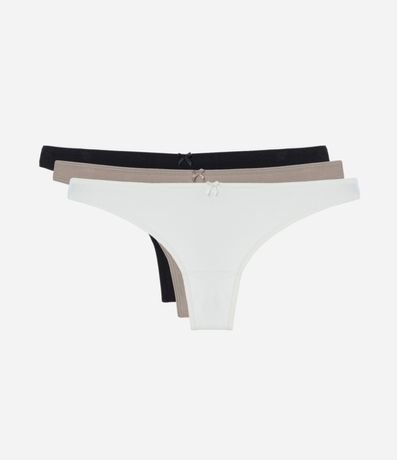 Kit 03 Bombachas Bikini Hilo en Algodón con Moña