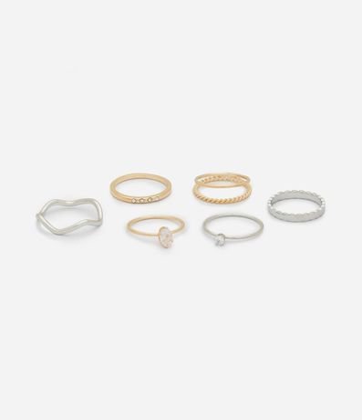 Kit 06 Anillos en Metal con Aplicación de Piedras 2
