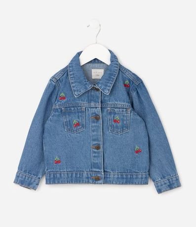 Campera Infantil en Jeans con Bordados de Cereza – Talle 1 a 6 años 2