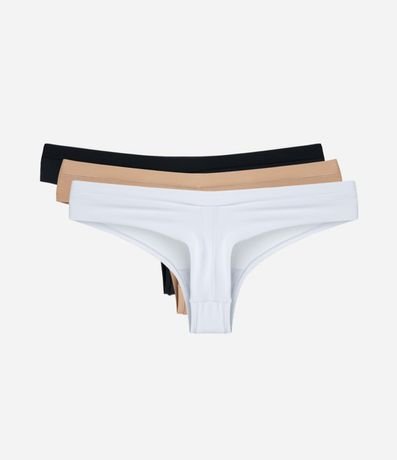 Kit 03 Bombachas Bikini hilo en Microfibra sin Estampado 2