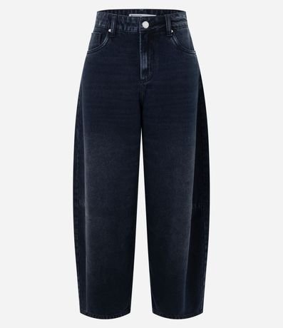 Pantalón Barrel Jeans con Cintura Alta y Lavado Desteñido