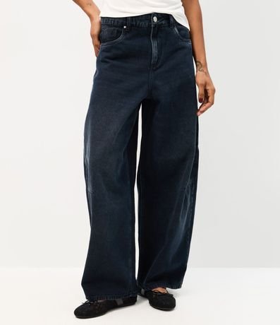 Pantalón Barrel Jeans con Cintura Alta y Lavado Desteñido 2