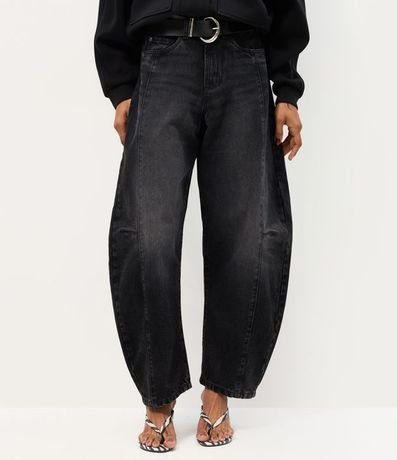Pantalón Baggy Balloon en Jeans con Cinturón en PU 2