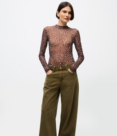 Pantalón Loose en Sarga con Cintura Baja y Lavado Cationizada 2