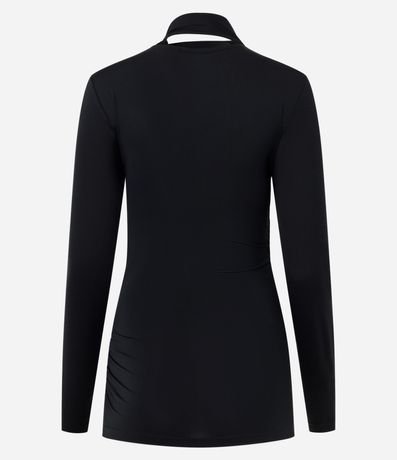 Blusa Fruncida en Microfibra con Escote V y Cuello Lazo 6