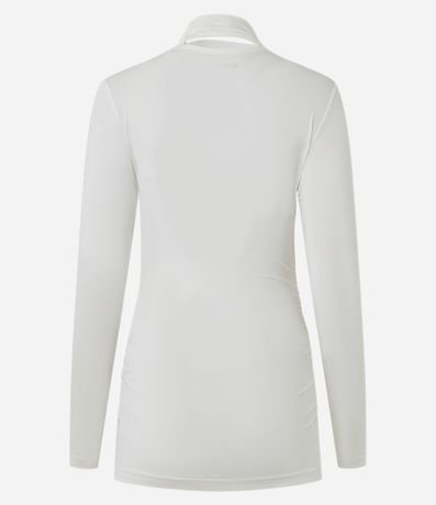 Blusa Fruncida en Microfibra con Escote V y Cuello Lazo 6