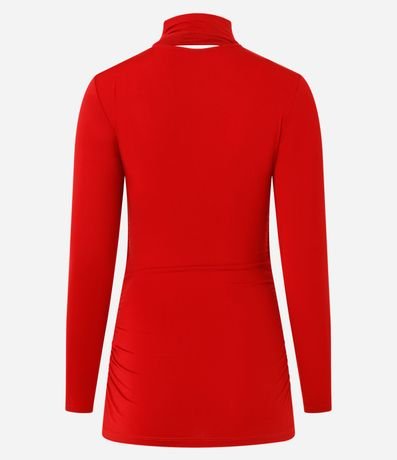Blusa Fruncida en Microfibra con Escote V y Cuello Lazo 6