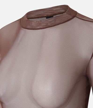 Blusa en Tule con Cuello Alto y Fruncidos 2