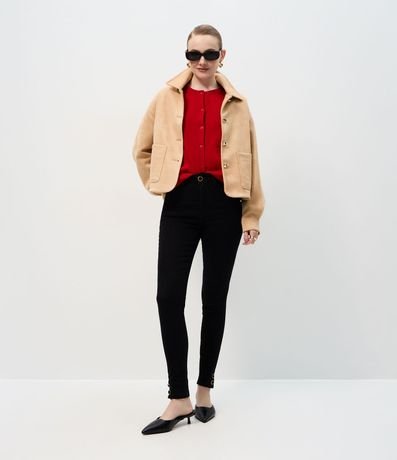 Pantalón de Jean Skinny con Elastano y Cintura Alta