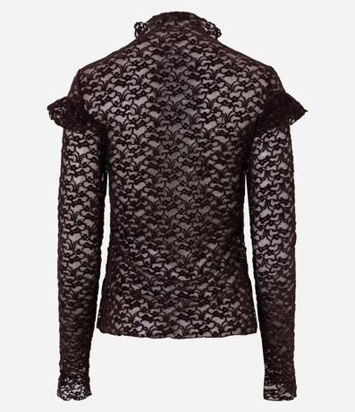 Blusa en Encaje Aterciopelado con Aplicación de Volados 7