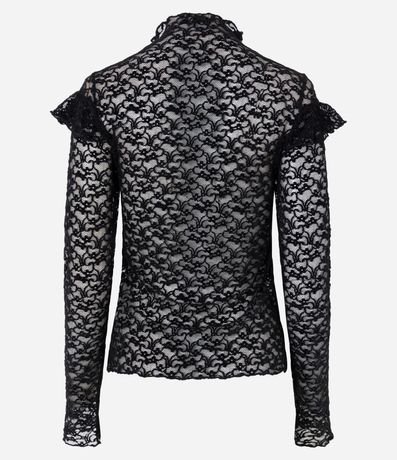 Blusa en Encaje Aterciopelado con Aplicación de Volados 7