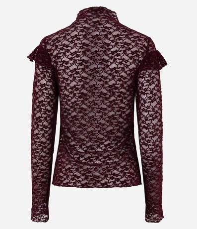 Blusa en Encaje Aterciopelado con Aplicación de Volados 7