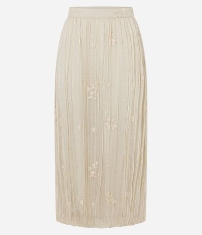 Pollera Larga en Chiffon con Bordados Florales