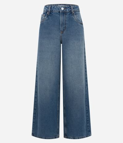 Pantalón Wide en Jeans con Cintura Mediana y Bordado Estrella 5
